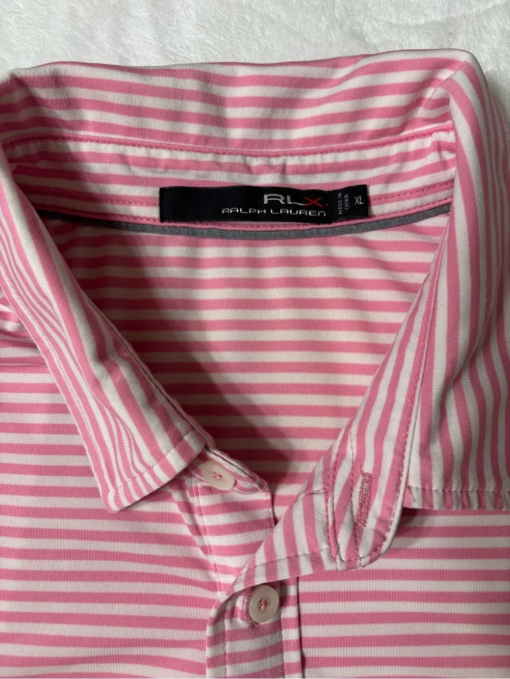 Ralph Lauren Men's Pink and White Striped Polo
